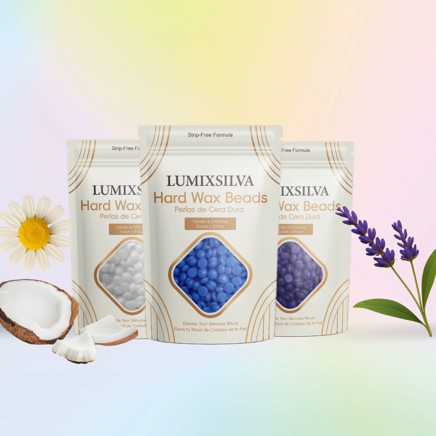 Calm Retreat Gentle Hard Wax Beads Trio - Coconut, Lavender, Chamomile - 10.6 oz (300g)