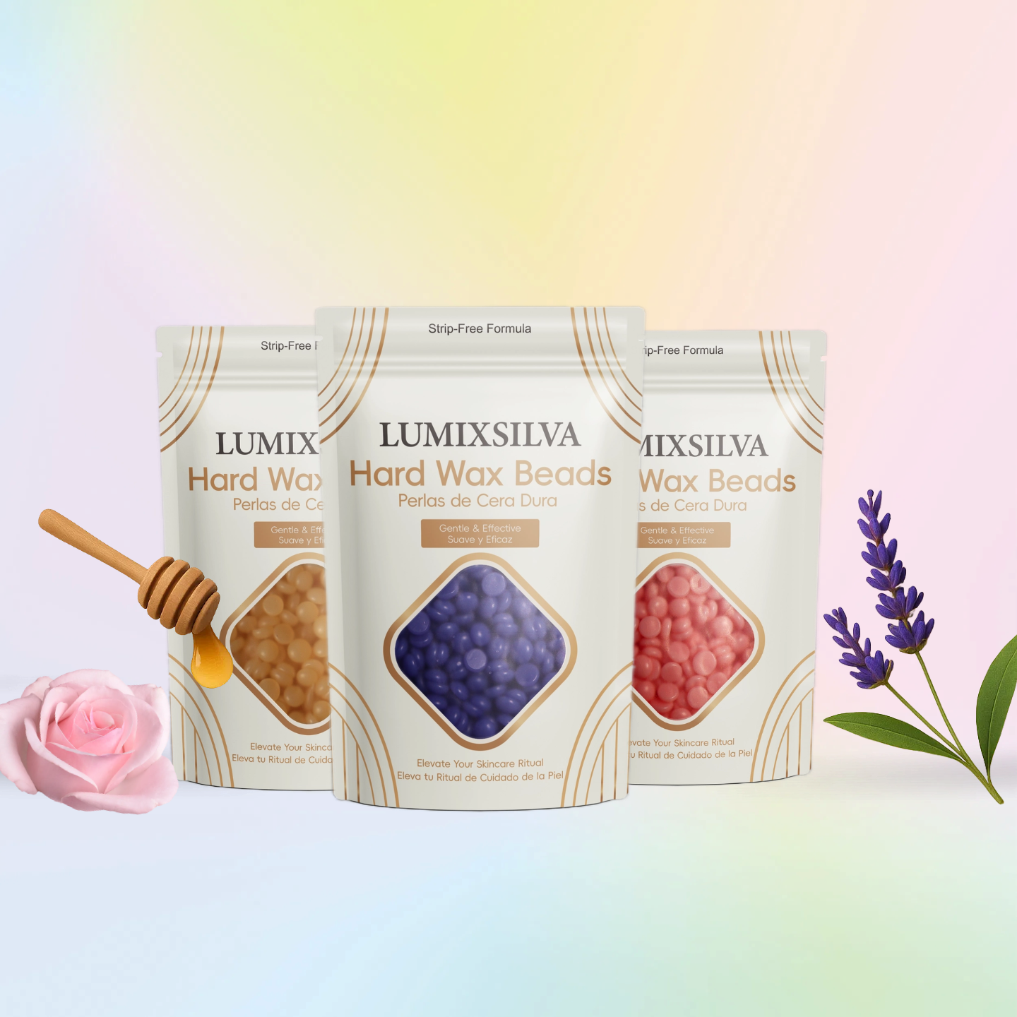 Bliss Bloom Floral Wax Trio - Waxing Kit for Beginners (Rose, Lavender, Honey) - 10.6 oz (300g)