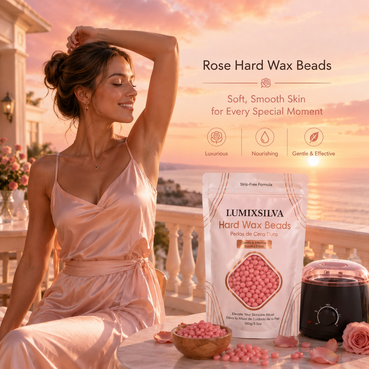Rose Hard Wax Beads for Full Body Hair Removal